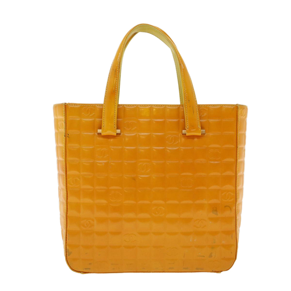 CHANEL Hand Bag Patent leather Yellow CC Auth bs5046 - Picture 13 of 16